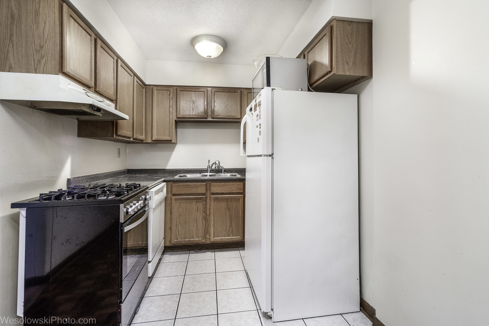 577 Fairway View Drive, Unit 1J Wheeling, IL 60090 - Photo 4 of 26 a kitchen with a stove a refrigerator and cabinets