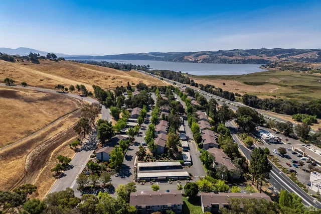 a view of a city with an ocean
