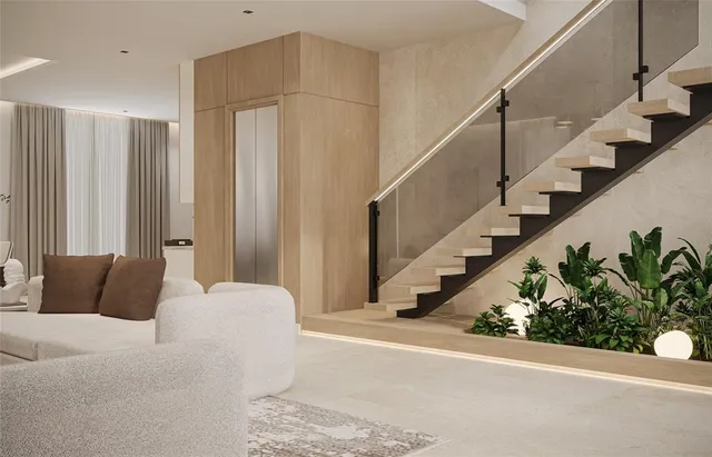 a bedroom with furniture and entryway