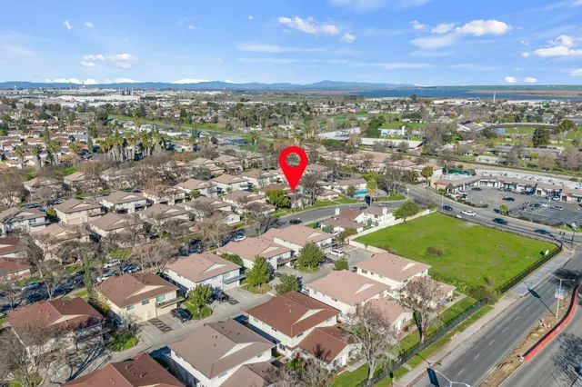 an aerial view of a city