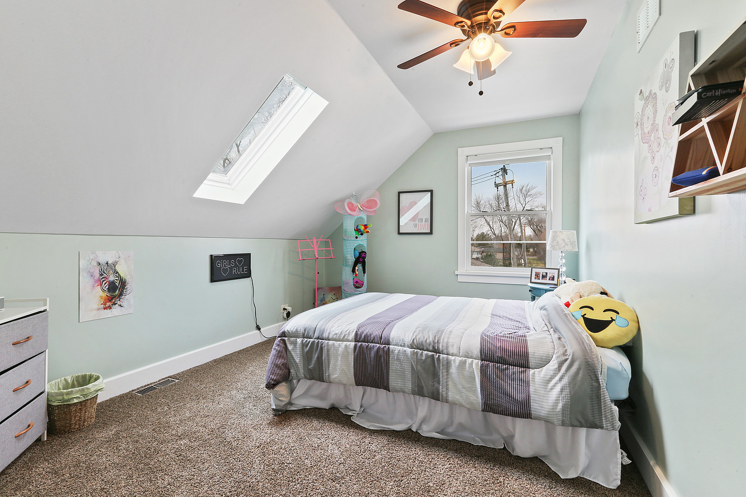 6448 175th Street Tinley Park, IL 60477 - Photo 14 of 18 a bedroom with a bed and a chandelier