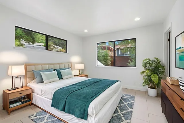 an empty room with windows