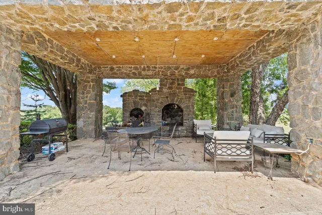 a view of outdoor space with seating area