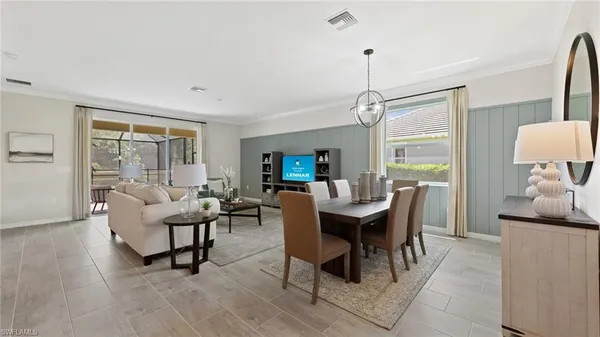 a dining room with furniture window wooden floor