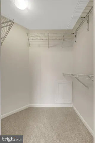 a view of an empty room and closet area