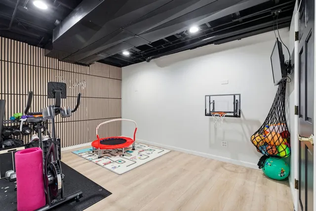 a view of a yard covered in snow