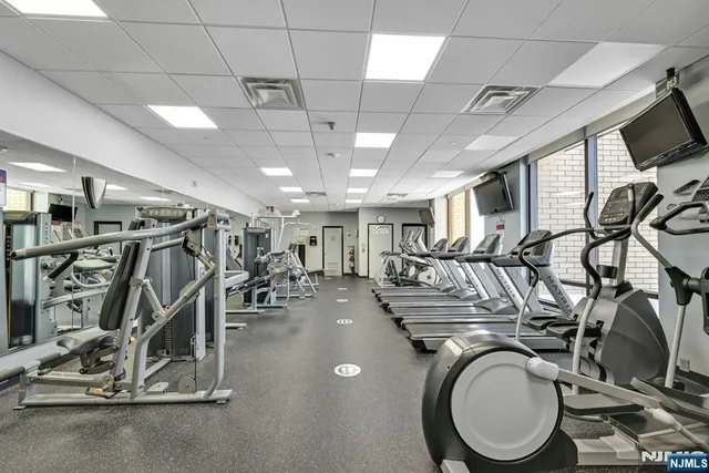 a view of a room with gym equipment