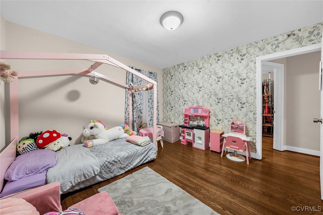 4444 Cogbill Road Richmond, VA 23234 - Photo 17 of 32 Bedroom featuring wallpapered walls, wood finished