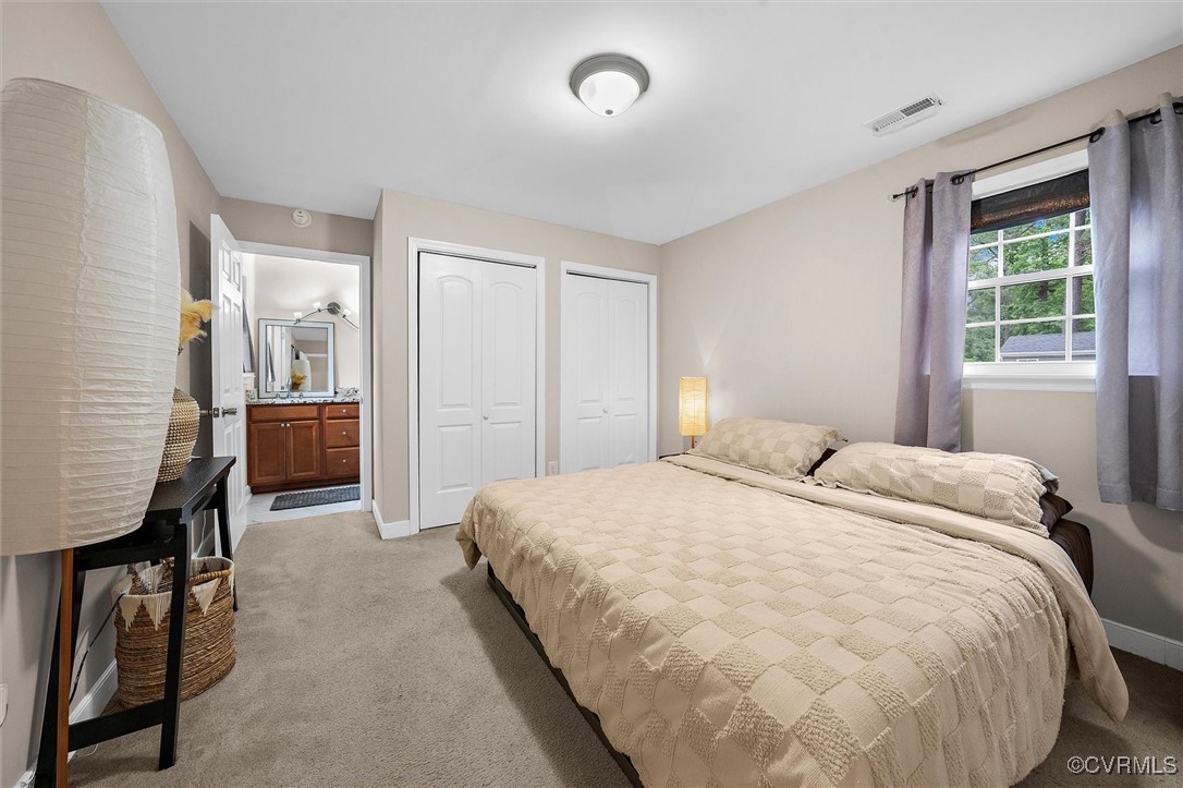4444 Cogbill Road Richmond, VA 23234 - Photo 22 of 32 Bedroom featuring two closets, light colored carpe