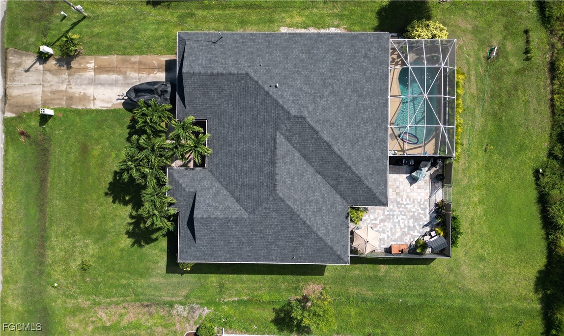 an aerial view of a house