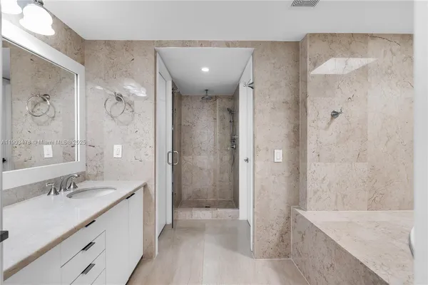 a bathroom with a bathtub