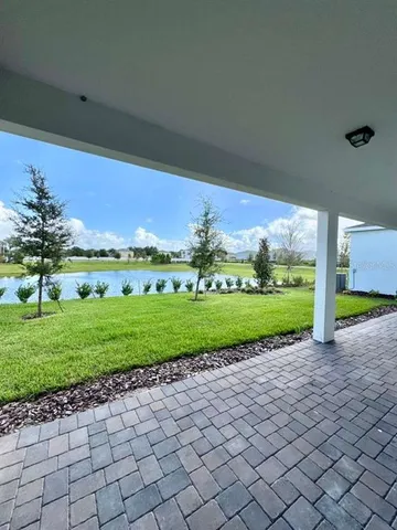 a view of a big yard and potted plants