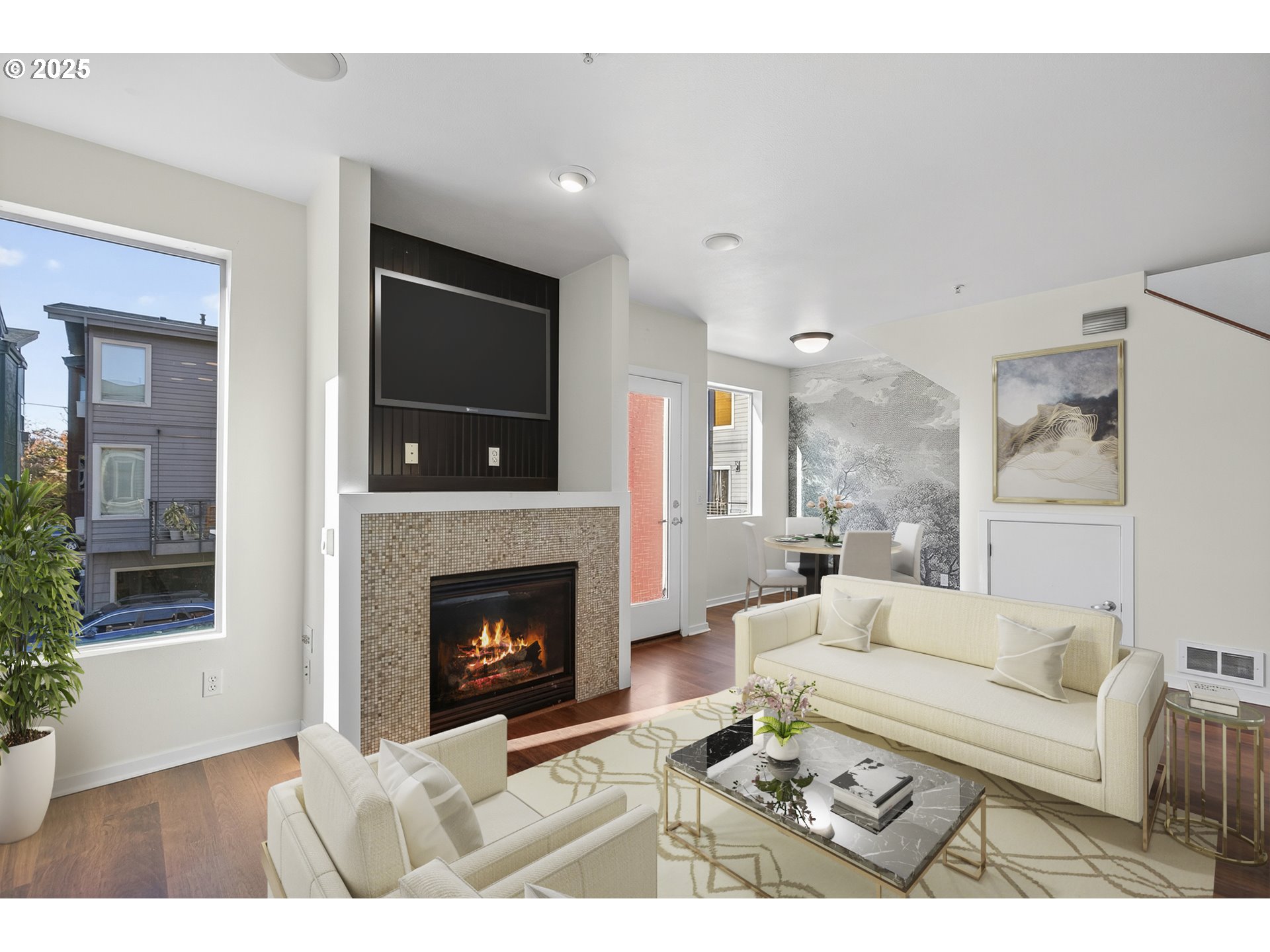 8083 North Leavitt Avenue Portland, OR 97203 - Photo 8 of 34 a living room with furniture and a fireplace