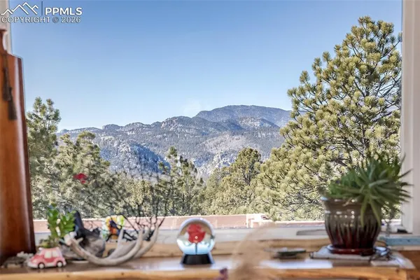 a view of a terrace with a bench