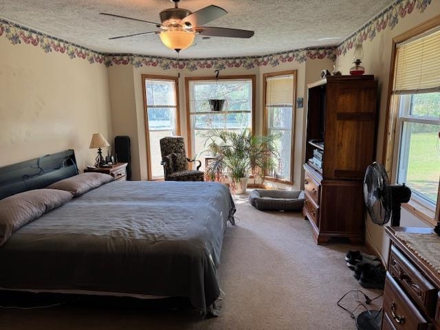 2551 Naylor Road Toone, TN 38381 - Photo 10 of 23 Bedroom featuring light colored carpet, a ceiling fan, and a textured ceiling