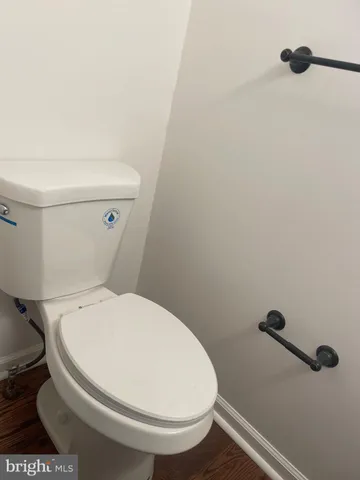 a close view of a toilet in a bathroom