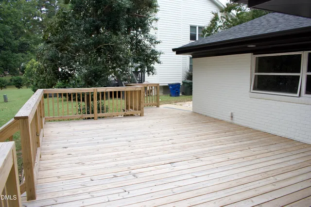 a view of wooden deck
