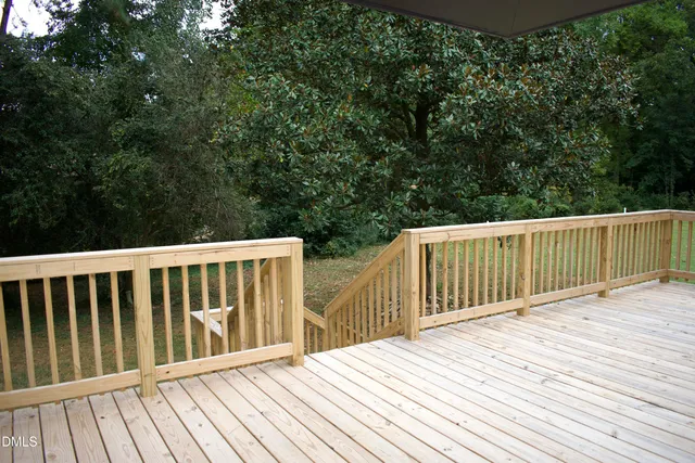 a view of wooden deck