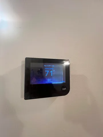 a room with a fireplace and wall painting