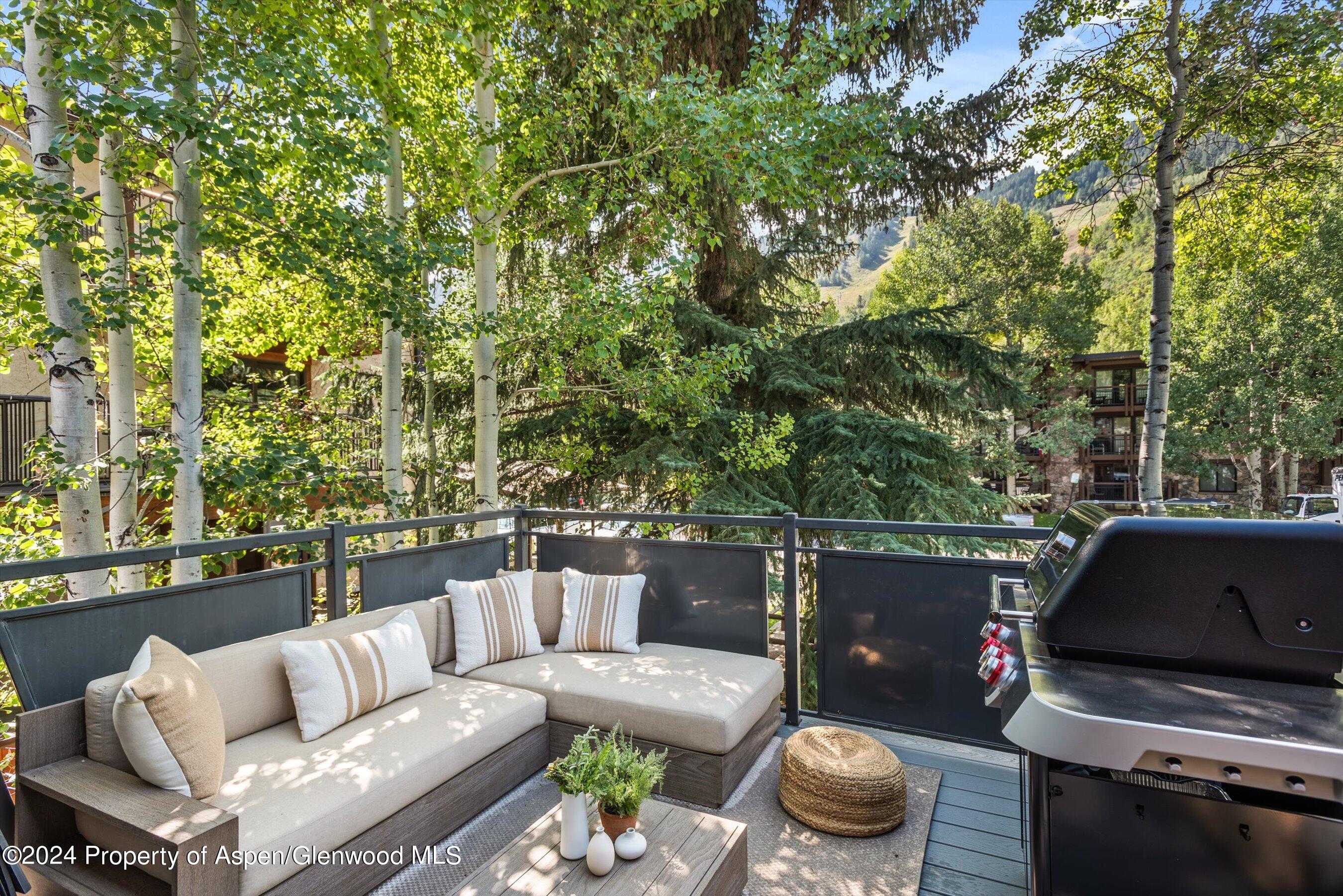 124 East Durant Avenue, Unit 1 Aspen, CO 81611 - Photo 5 of 11 a roof deck with couches and potted plants