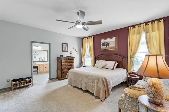 a bedroom with bed and furniture