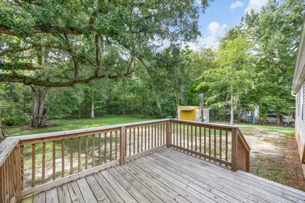 a view of a wooden roof deck
