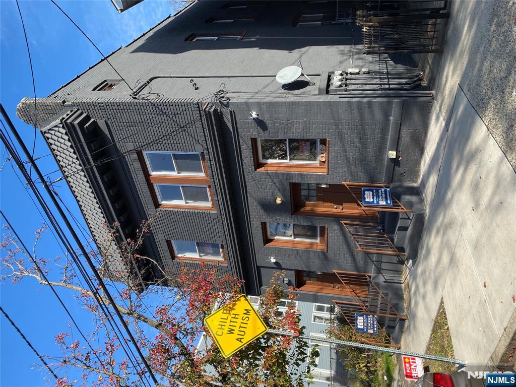 a view of a building with the garage