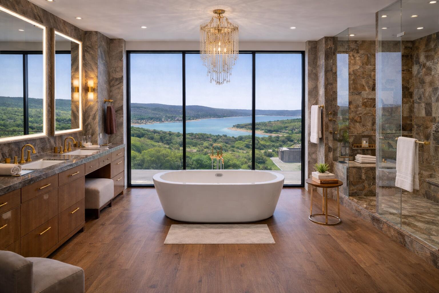 8102 Moon Rise Trail Jonestown, TX 78645 - Photo 17 of 33 a living room with patio furniture and a floor to ceiling window