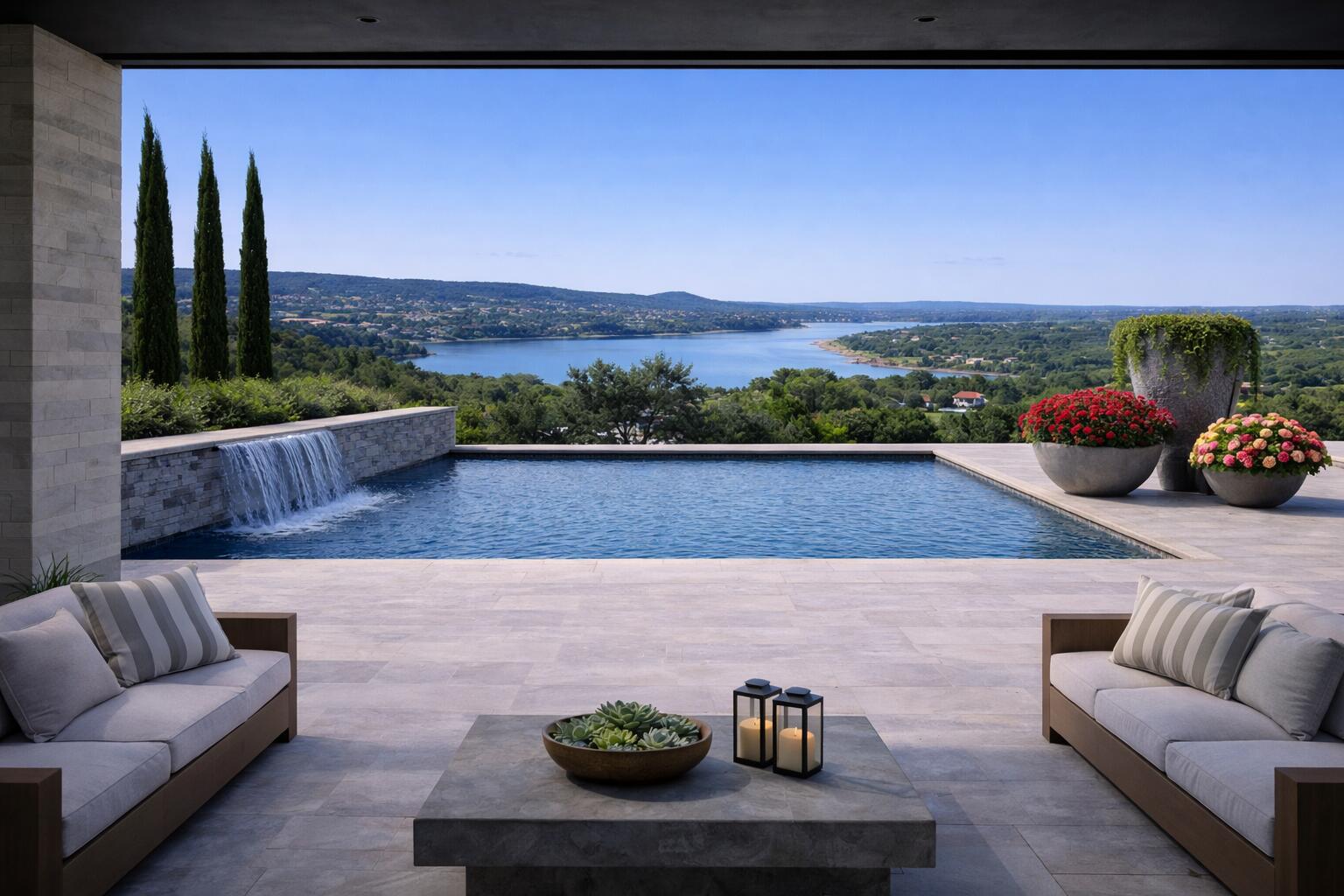 8102 Moon Rise Trail Jonestown, TX 78645 - Photo 21 of 33 a living room with furniture and a floor to ceiling window