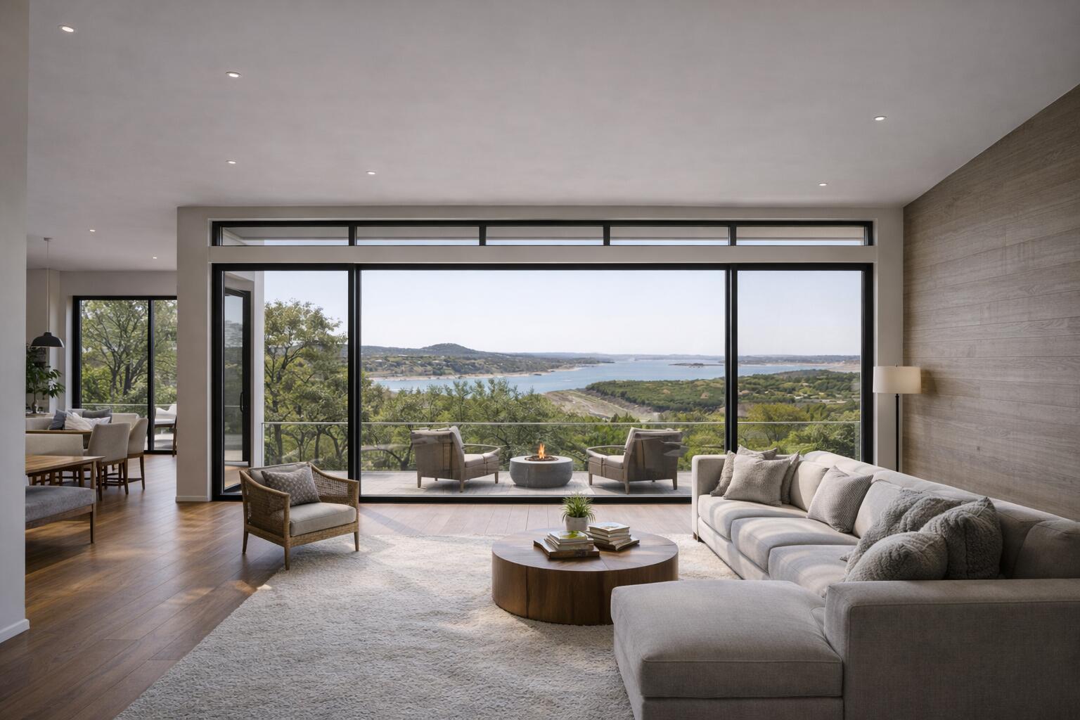 8102 Moon Rise Trail Jonestown, TX 78645 - Photo 6 of 33 a living room with furniture and a floor to ceiling window