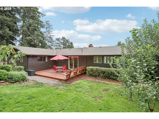 a backyard of a house with lots of green space