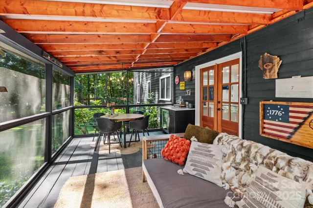 a outdoor living space with furniture