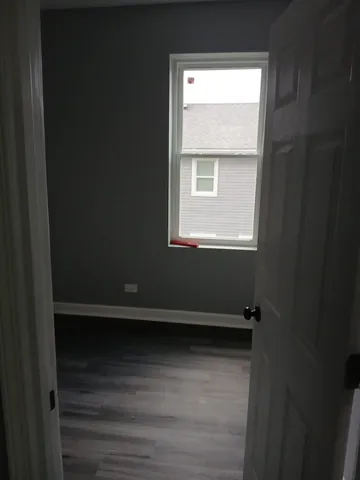 a view of a small space with a window