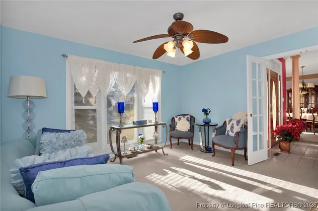 a living room with furniture