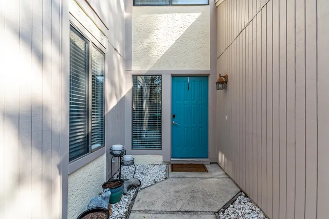 a view of wooden door
