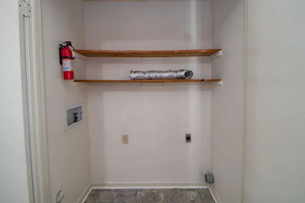 a close up view of racks on the wall