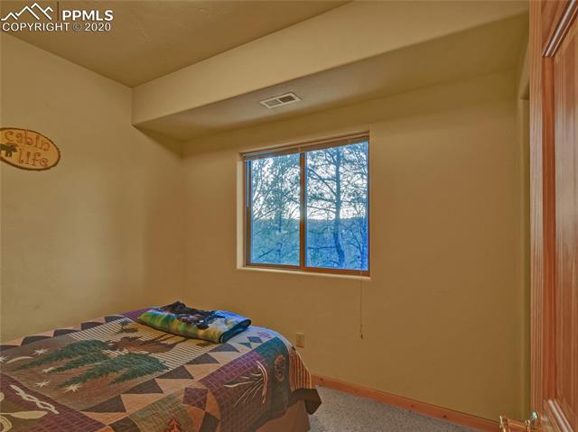 559 Timber Ridge Road Divide, CO 80814 - Photo 22 of 31 Basement bedroom features garden level window, plush carpeting and furniture is included!