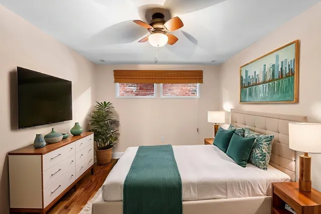 a front view of a building with street view