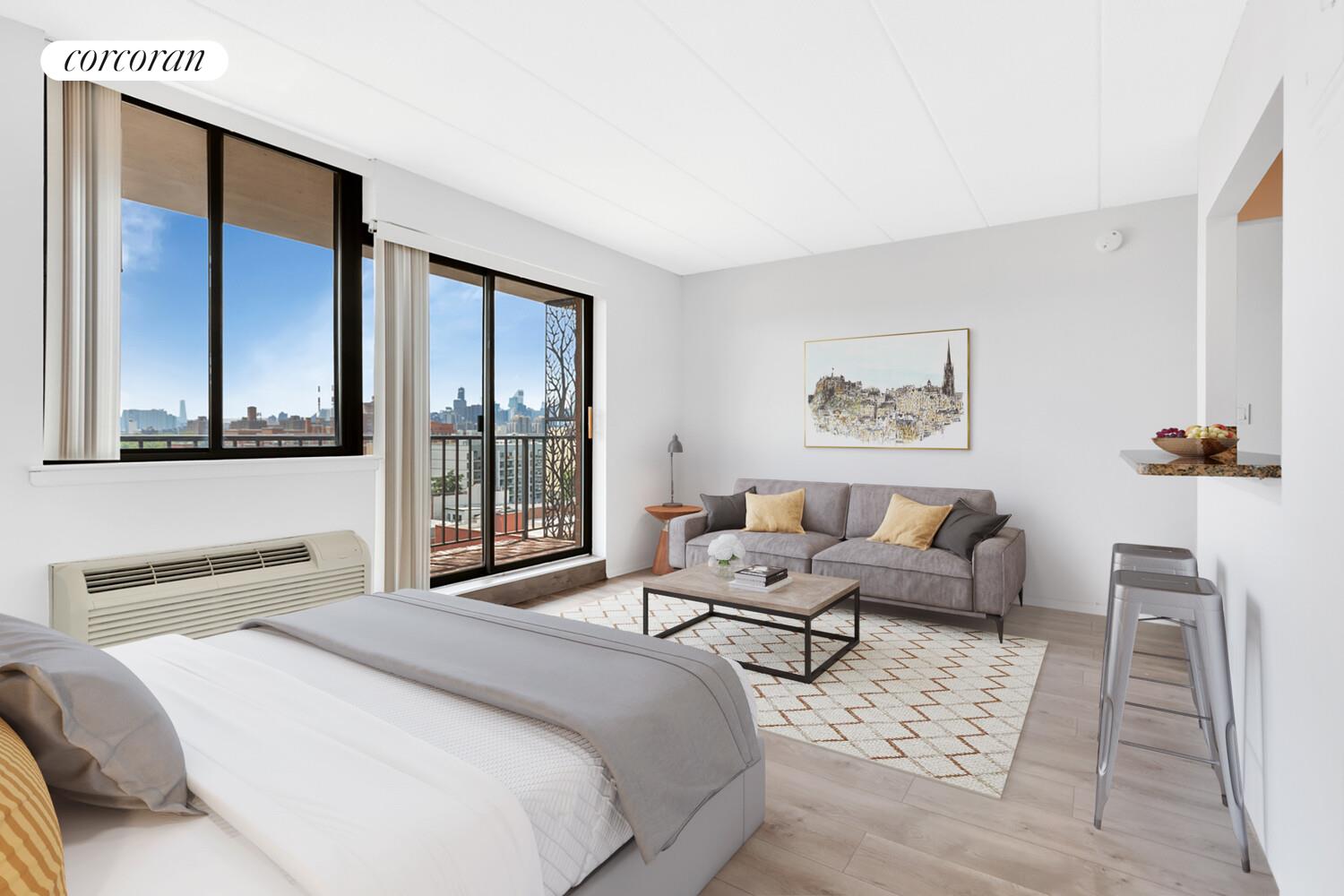 a bedroom with furniture and a window
