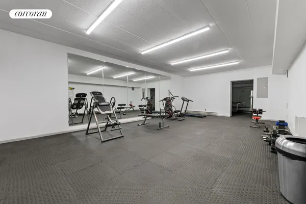 a view of a room with gym equipment