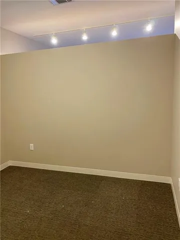 an empty room with a door