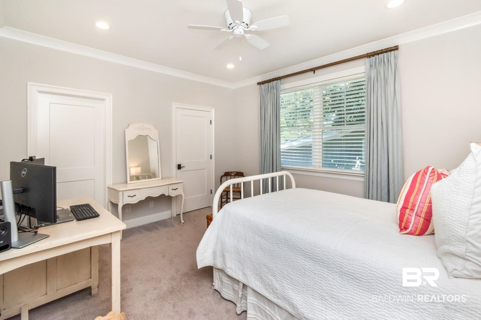 4404 Stein Street Mobile, AL 36608 - Photo 35 of 50 Bedroom featuring light carpet, recessed lighting, a ceiling fan, and a desk
