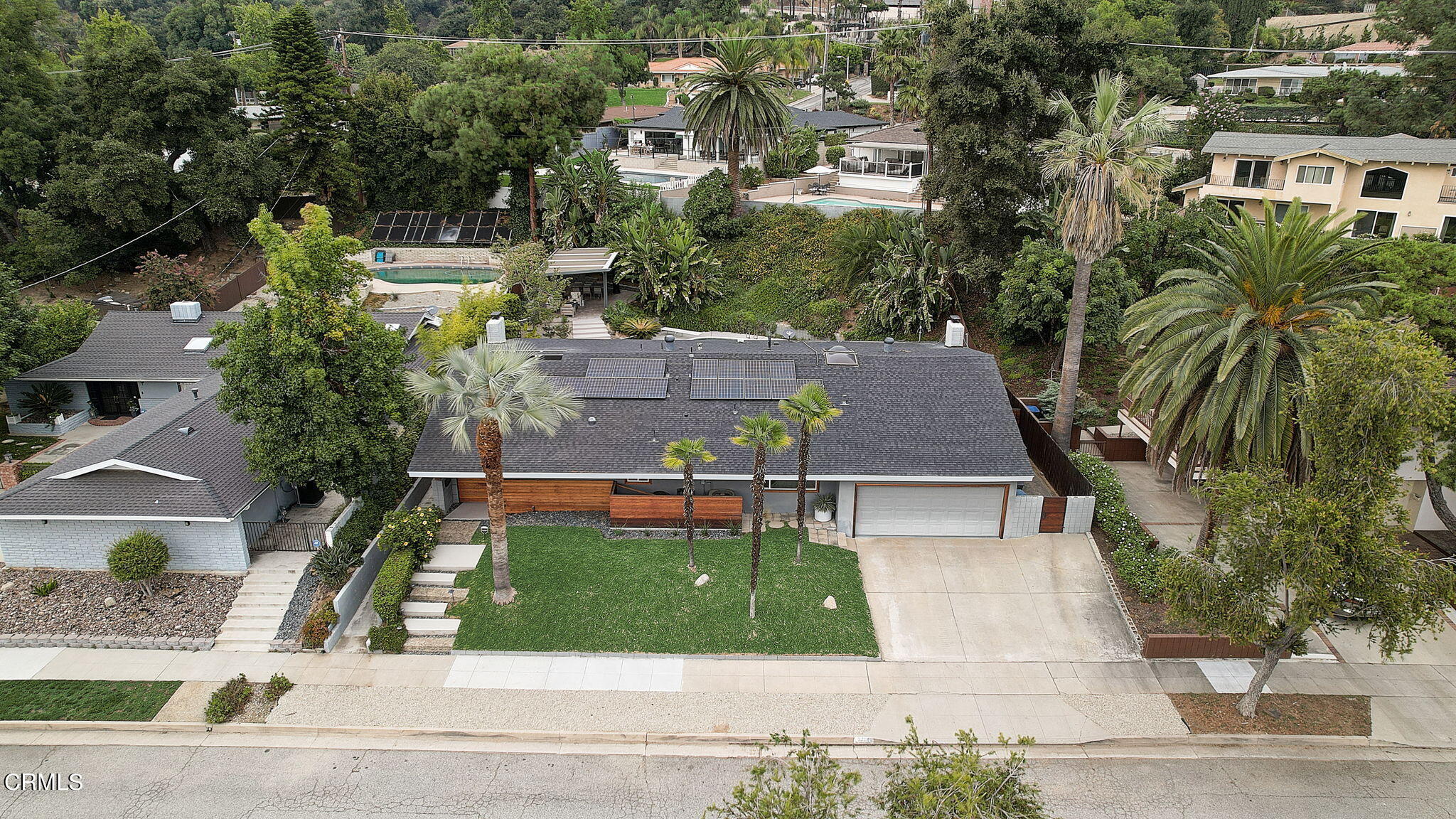 3785 Ranch Top Road Pasadena, CA 91107 - Photo 38 of 39 an aerial view of house with yard