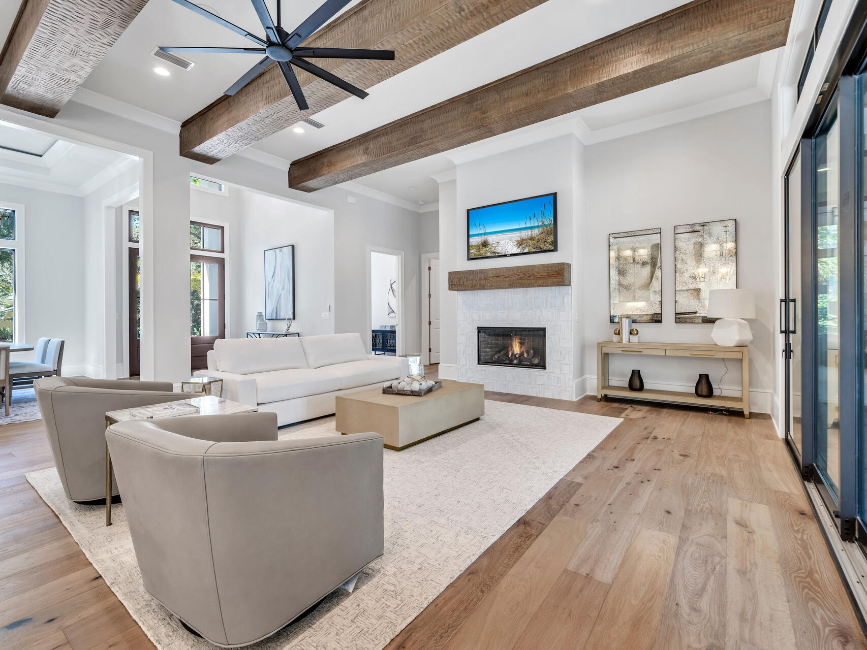 3526 Burnt Pine Lane Miramar Beach, FL 32550 - Photo 11 of 49 a living room with furniture and a fireplace