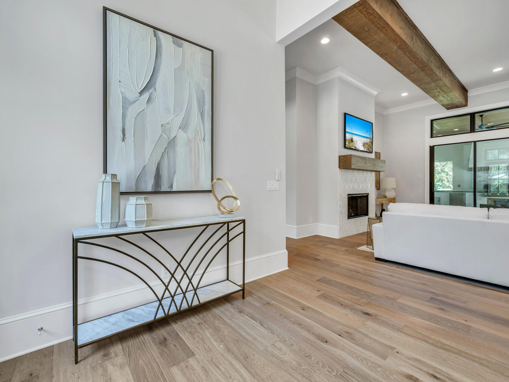 3526 Burnt Pine Lane Miramar Beach, FL 32550 - Photo 4 of 49 a view of a livingroom with furniture and staircase with wooden floor
