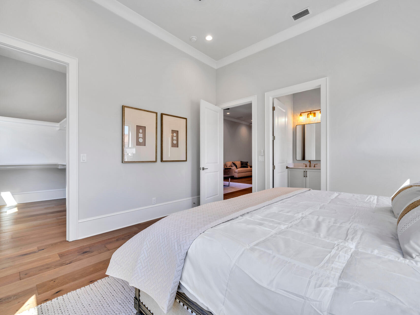 3526 Burnt Pine Lane Miramar Beach, FL 32550 - Photo 42 of 49 a spacious bedroom with a bed and a wooden floor