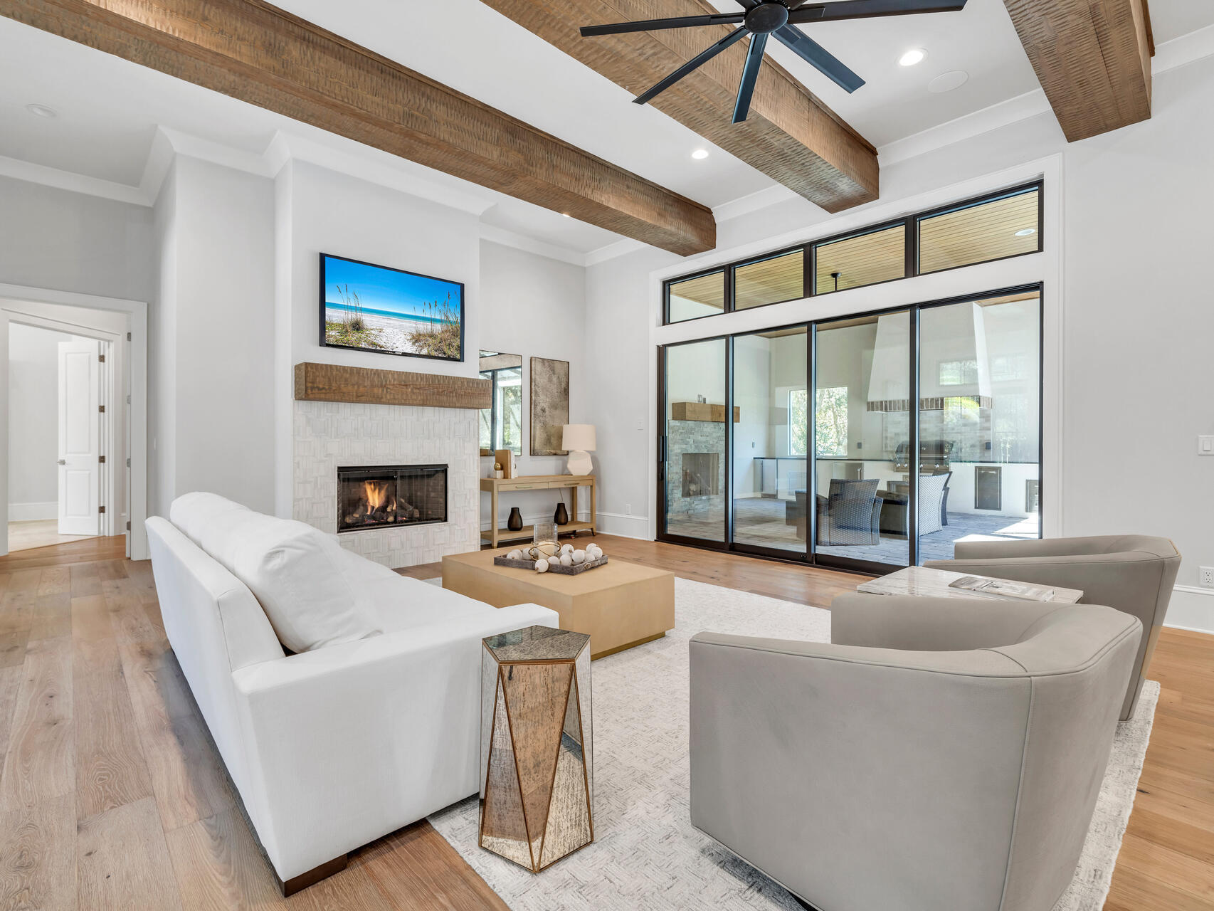 3526 Burnt Pine Lane Miramar Beach, FL 32550 - Photo 10 of 49 a living room with furniture and a fireplace
