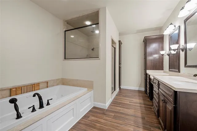 a bathroom with a tub