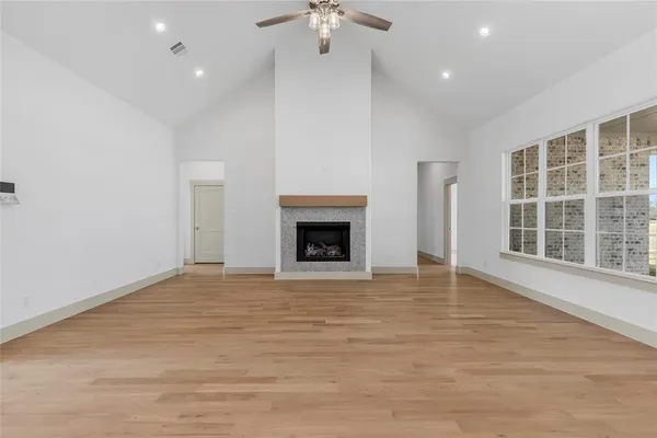 an empty room with windows
