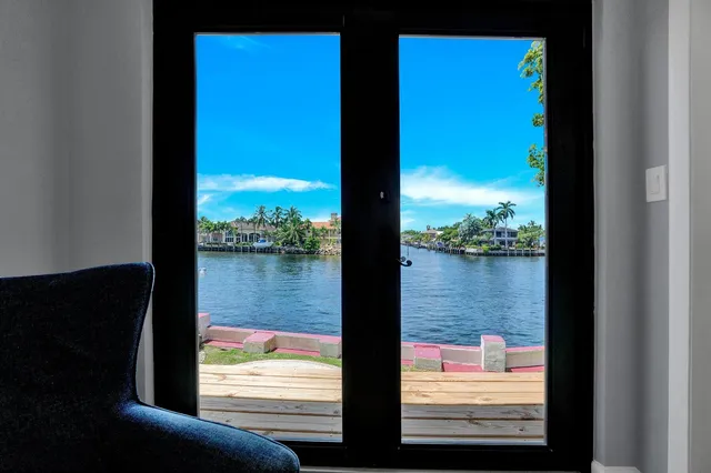 a view of lake from a balcony